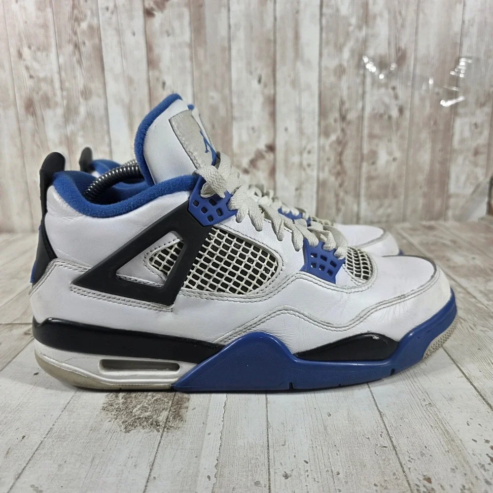 Jordan 4 Retro Motorsports Mens Size 8 White Game Royal Black 308497-117 2017